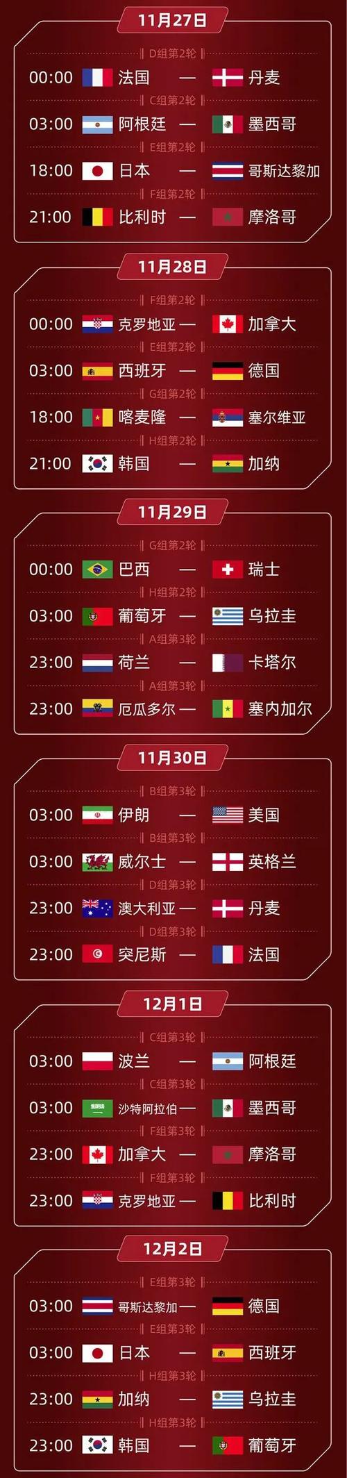世界杯今天赛程,世界杯今天赛程时间表2024